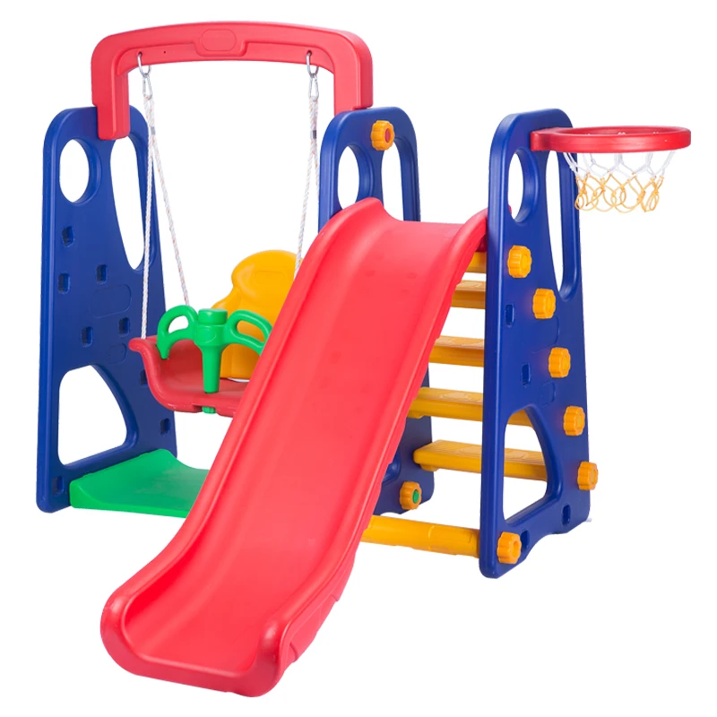 Popular kids plastic slide with swing baby indoor playground toys for kindergarten