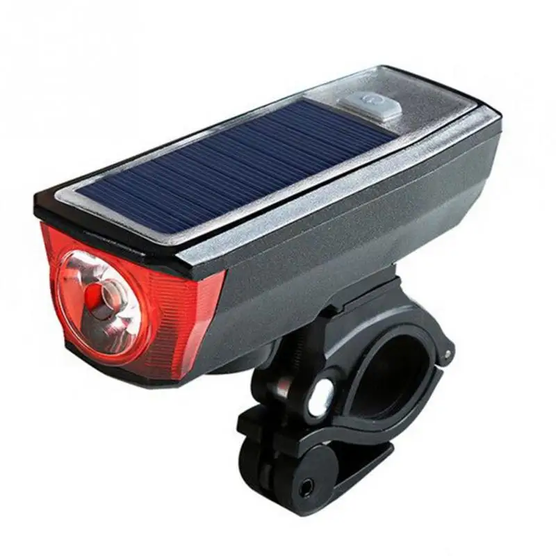 2-in-1 Bike Bicycle Horn + Headlight Front Light with Sensor Switch - Solar Power/USB Charging