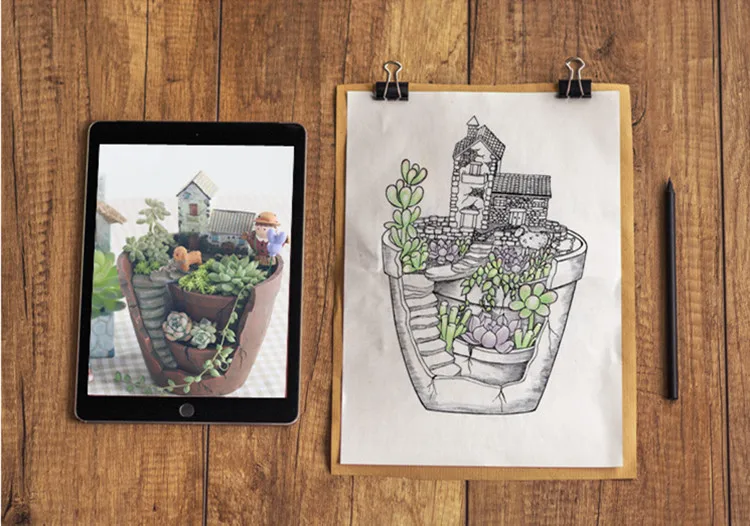 Creative resin sky garden Flower Pots For Flowers Succulents Bonsai Planter  Plant Pot De Fleur office decoration for desk