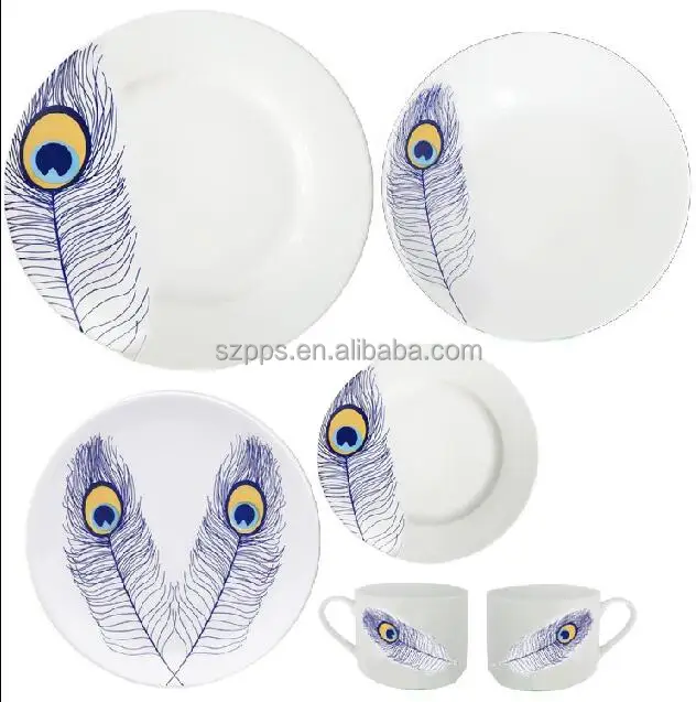 20pcs New design Peacock Dinnerware Set porcelain dinner set for tableware blue