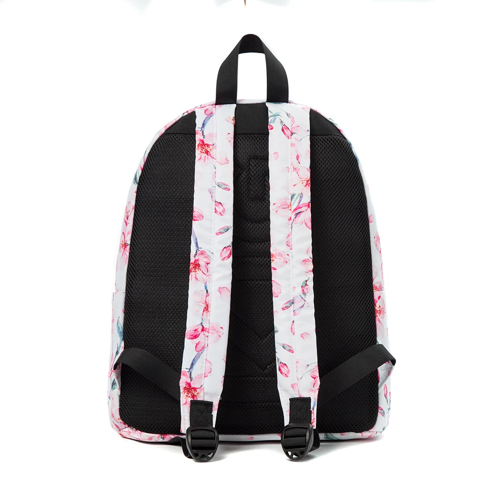 
Fashion Water Resistant Floral Book Bag School Backpack for Women 14Inch Laptop White 