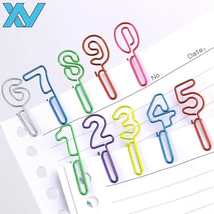 Colorful number shapes clip cheap stationery yes shape paper clips