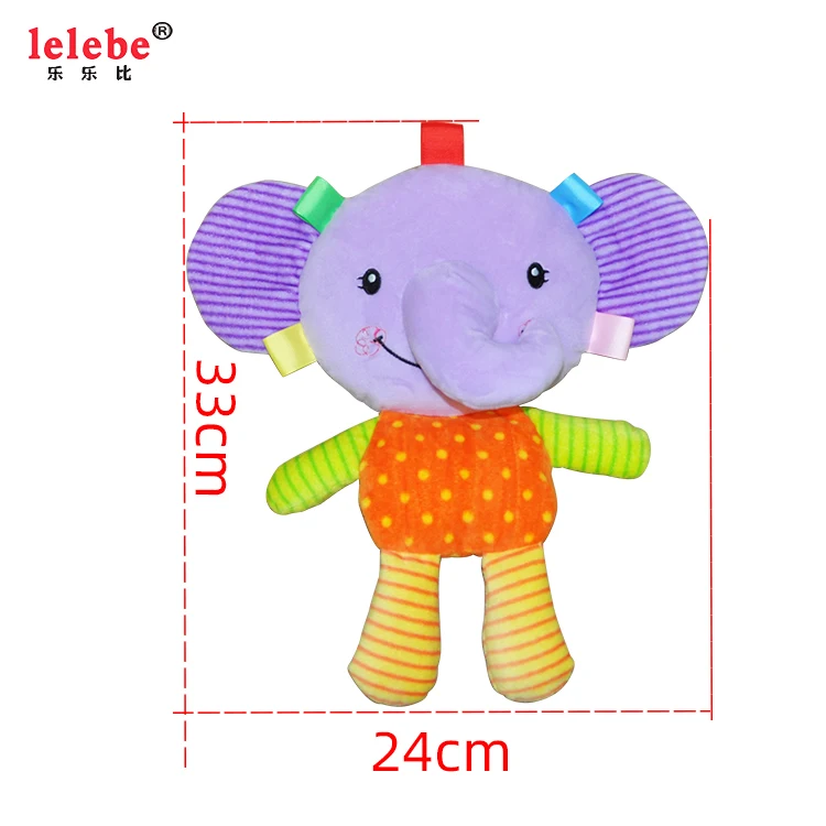 OEM/ODM factory   Baby toys soft  33cm purple stuffed elephant  plush baby doll toys