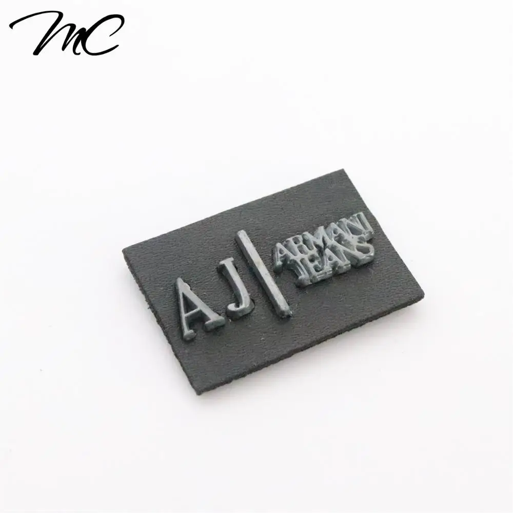 Washable Fabric Label Garment Custom Embossed Leather Jeans Label with Metal Logo for Garment