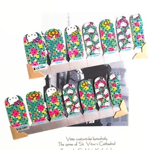 Pink green flower cat child Nail Arts Nail Sticker Waterproof Nail Decal Sticker Gel Polish French