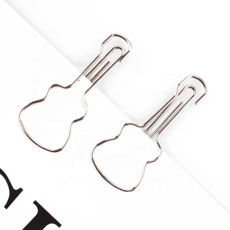 Rose Gold and Yellow Gold ,Metal silver color cute Guitar shaped paperclips bookmarks planner clips