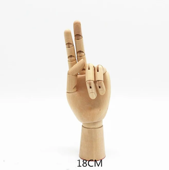 
handmade natural unique drawing very young wood articulated manikin hand 