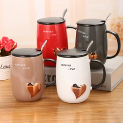 Forever lover golden heart ceramic cup anniversary cup for couple
