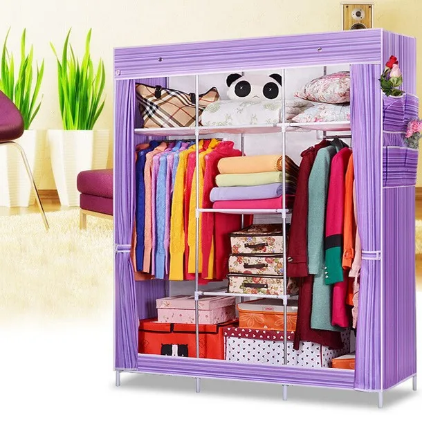 Factory Price Baby Wardrobe Simple DIY Collapsible Bedroom Fabric Mobile Storage Wardrobe