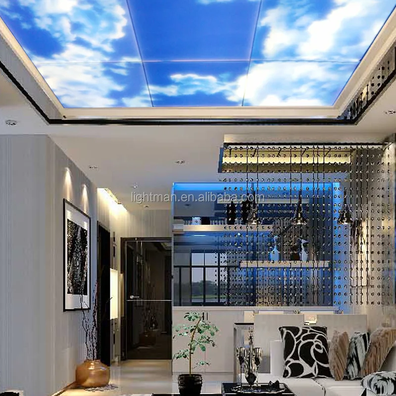 Faux Decorative Ceiling Skylight 20w 40w 30x30 60x60cm Sky Frameless Led Light Panels 60x60