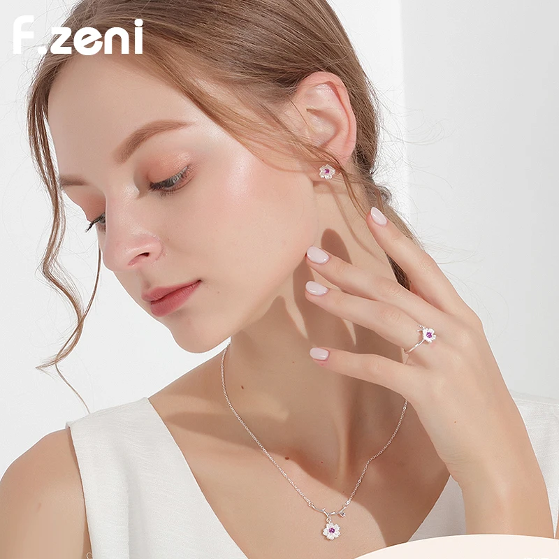 925 Sterling Silver Statement Women  Jewelry, 18k White Gold Plated Custom  Fashion Tassel Flower Pendant Necklace