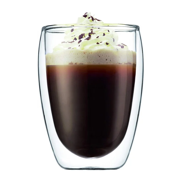 250ml 350ml 450ml Clear Transparent Handmade Bulk Clear High Borosilicate Double Walles Glass Mugs