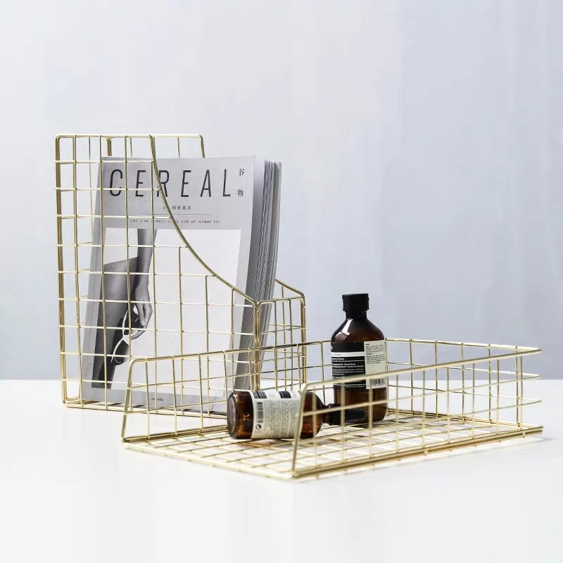 Manufacturers Customized Household Storage Rose Gold Wire Organizer Basket Wire Storage Basket