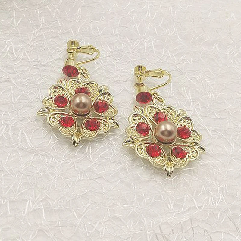 
European style luxury large round queen crown tiaras with pearl beads and earrings sets 