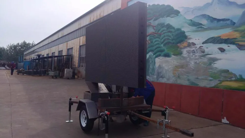 LED display sign trailer for traffic use with solar panel