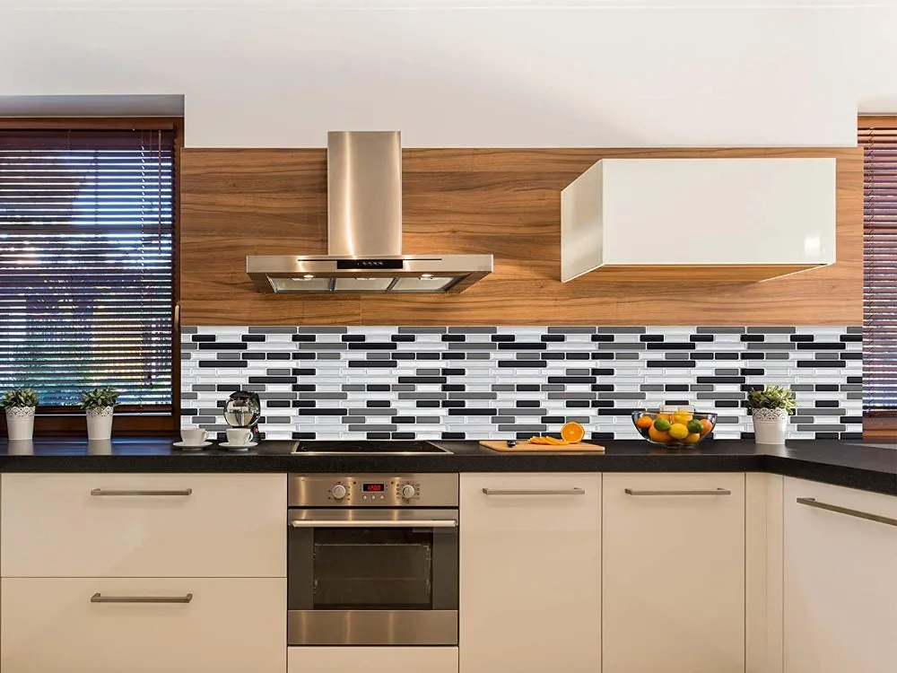 Peel and Stick Wall Tile Kitchen Bathroom Wall Decoration 11*9.25 Inch Self  Adhesive Mosaic Tile