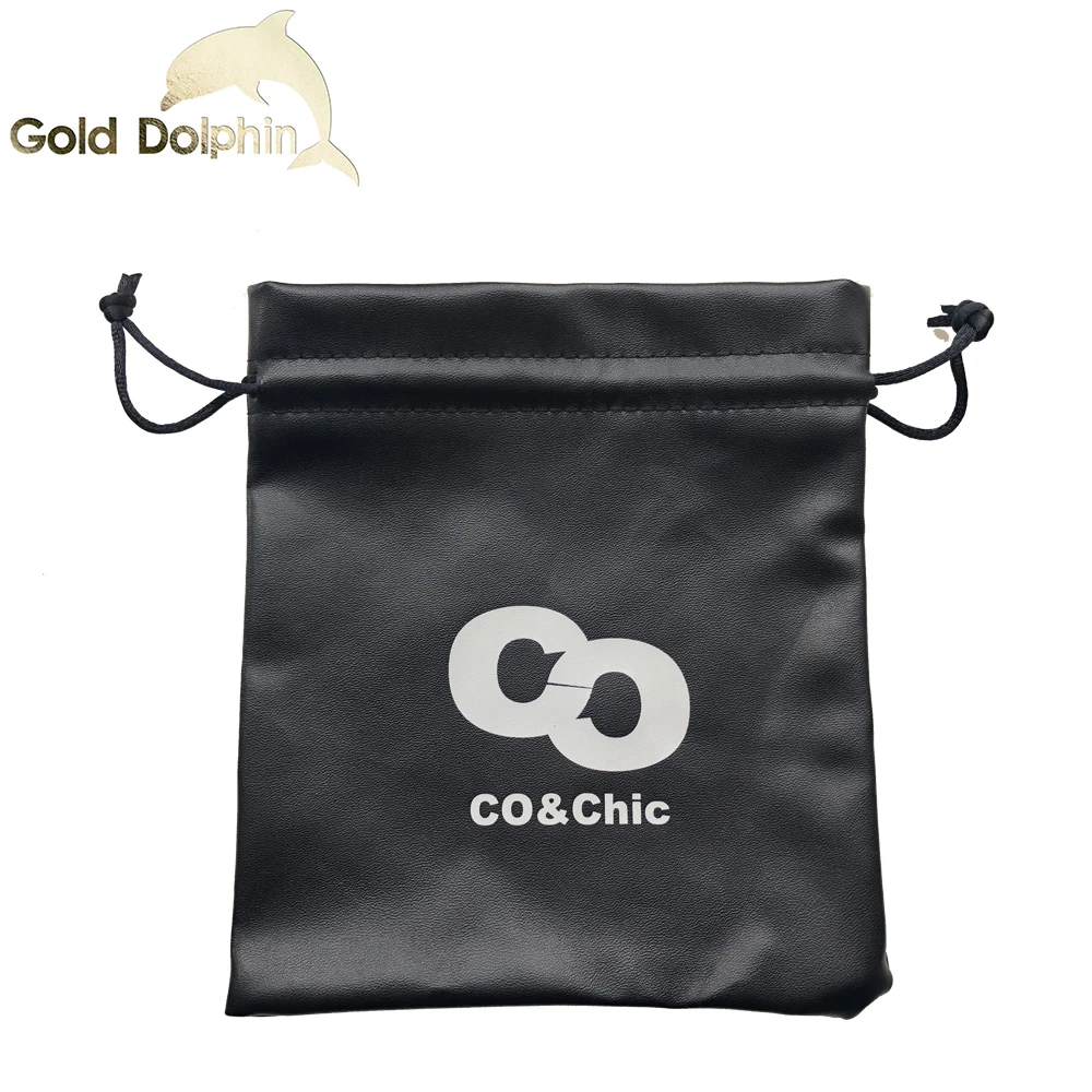 
Small custom cheap drawstring jewelry PU leather bag pouch 