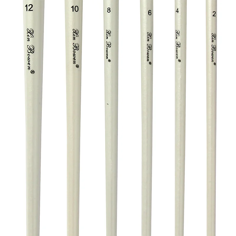 Advertising Flat Peak Brush Six-piece Set Pearl White Art Paint Brush