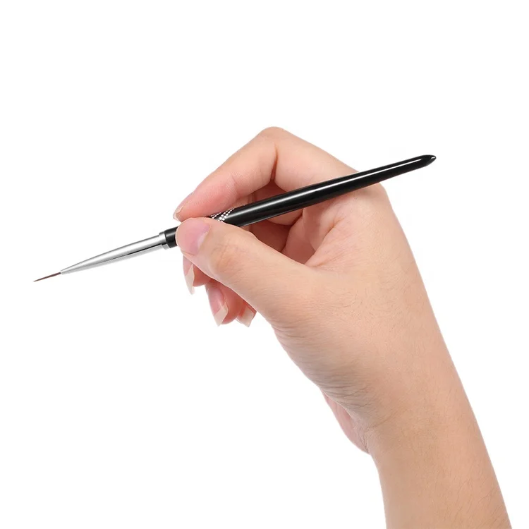 Black Metal Handle With Heart Shape Extra Fine Thin Nail Art Drawing Manicure Pen Stripe Nail Liner Brush with Cap