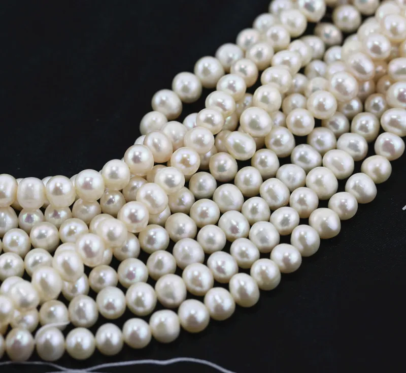 6-7mm potato shape AA grade white real pearl farm Chinese freshwater pearls