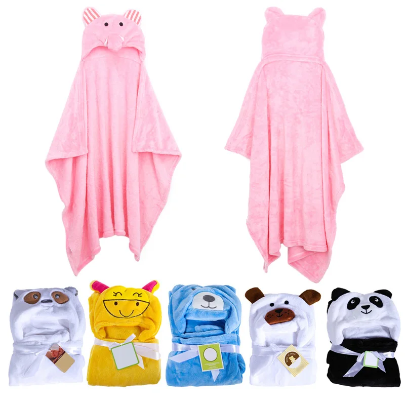 Hot Selling Cute Animal Flannel Cartoon Baby Kid s Hooded Bath Towel Toddler Blankets LD789