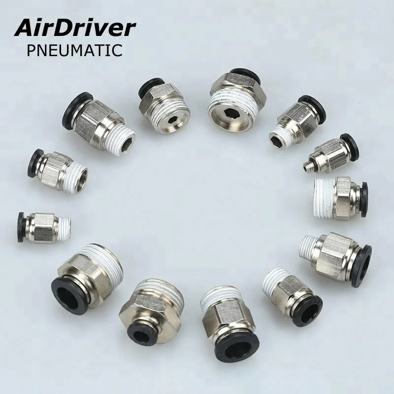 Пневматические фитинги для труб с нажимным захватом, прямой быстроразъемный штекер