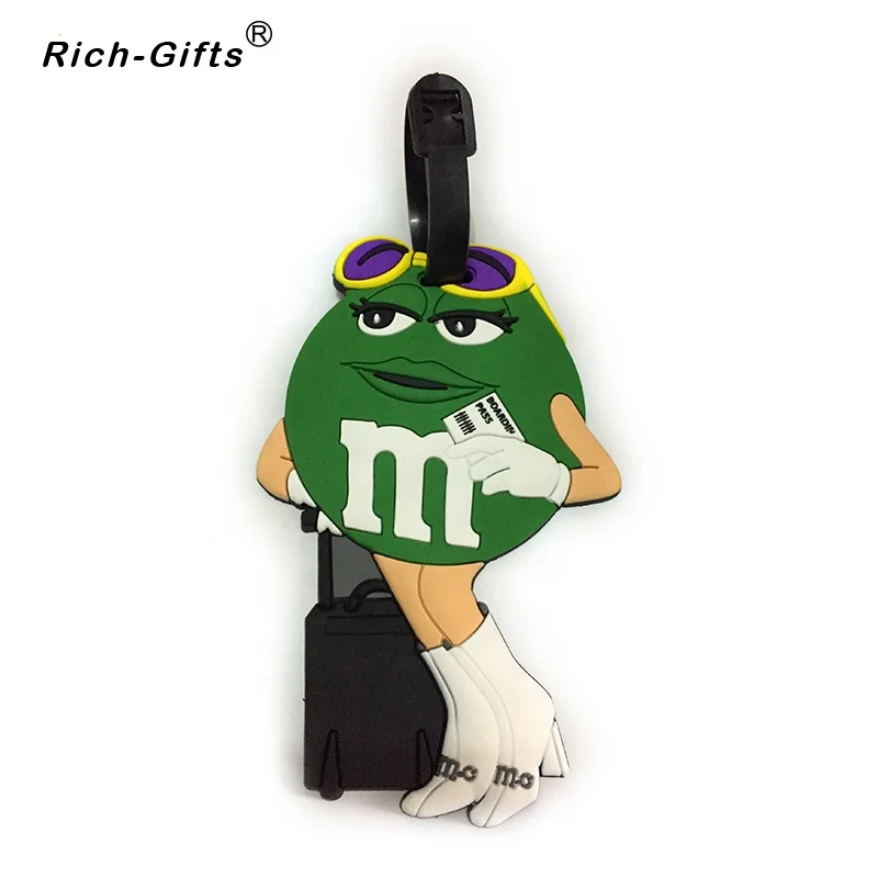 Custom 3D PVC rubber cartoon M LOGO Luggage Tags (RL-0039)