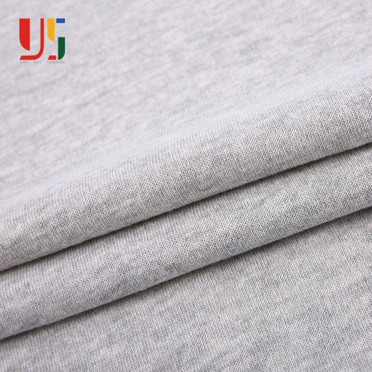 Light grey soft polyester cotton brushed fleece french terry knit fabric by the yard for hoodies