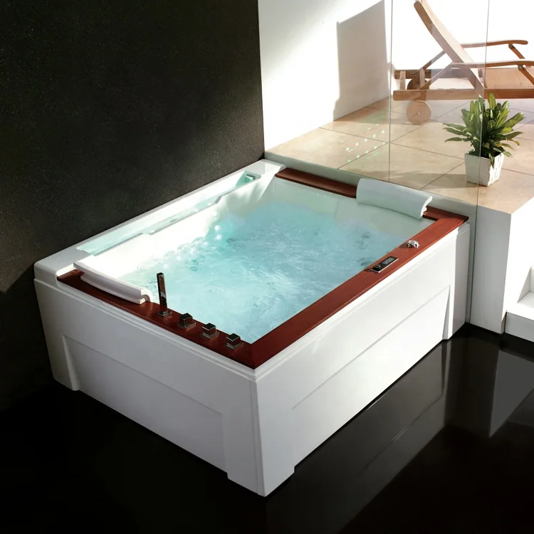 Foshan Modern Export Europe romantic color Led Light Waterfall Acrylic Whirlpool Hottub Bathtub Massage Tub