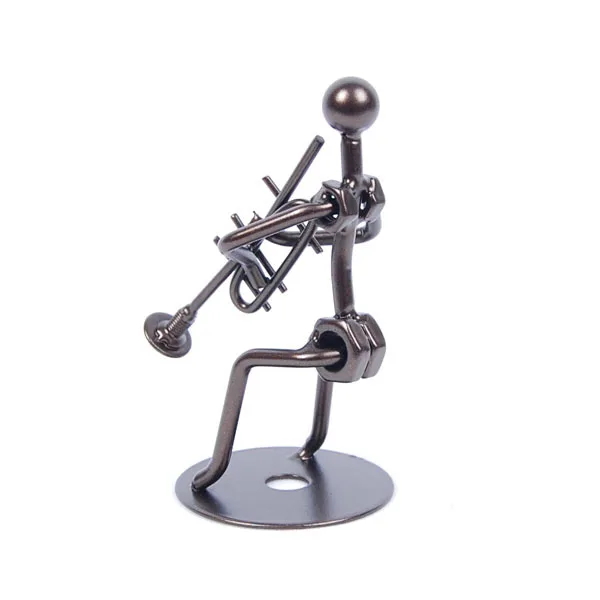 Mettle New Arrival Zakka Trombone Handmade Iron Music Man For Coffee Shop Decoration