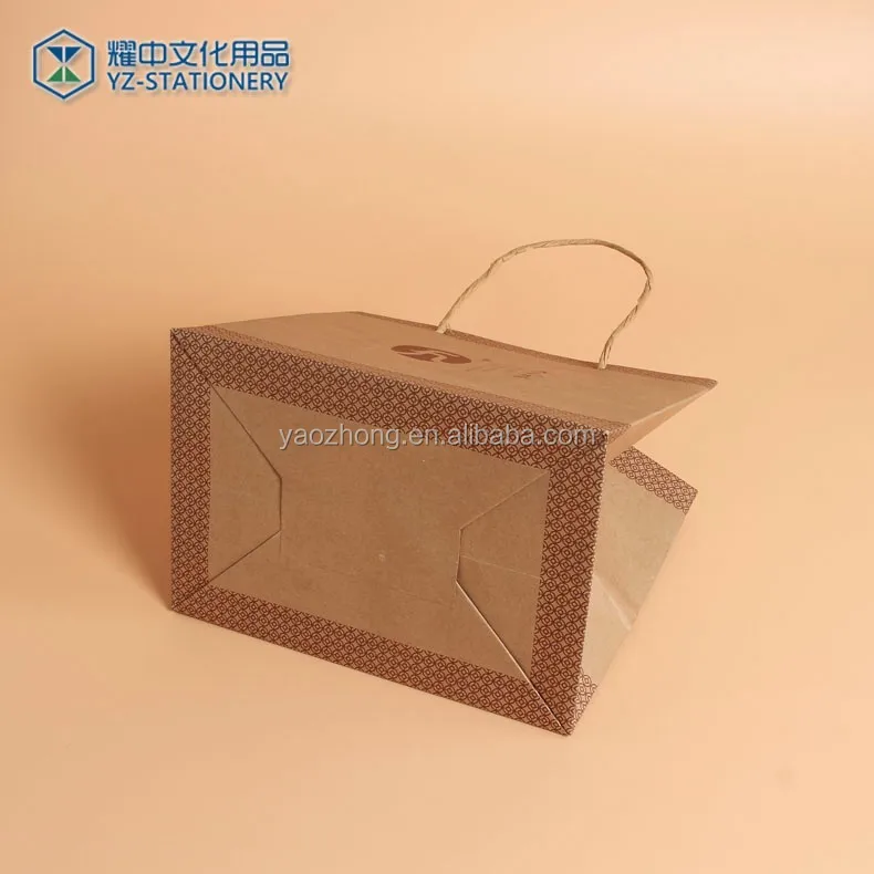 Flat bottom food kraft paper packaging shopping bag china