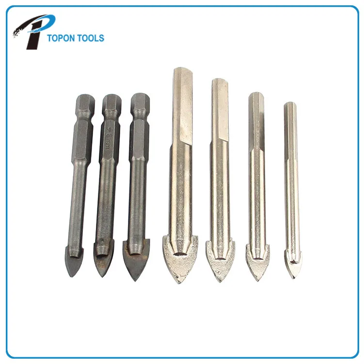 Carbide tipped glass tile universal drill bit of straight shank