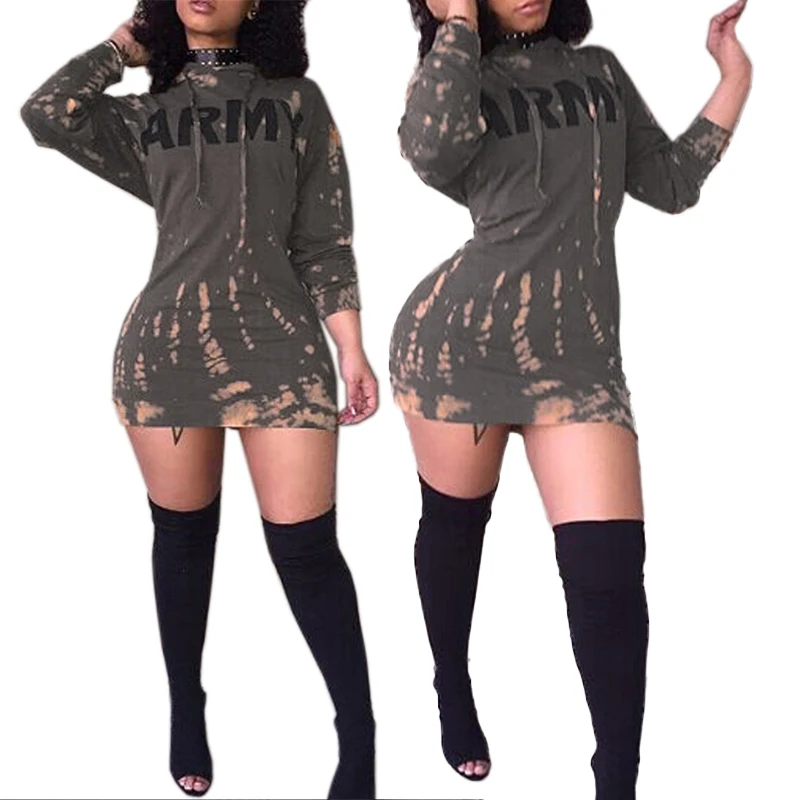 Leisure Round Neck Long Sleeves Printed Sheath Mini Dress With Lady Dress