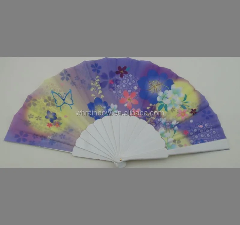 23cm promotional hand held fabric fan with plastic handle