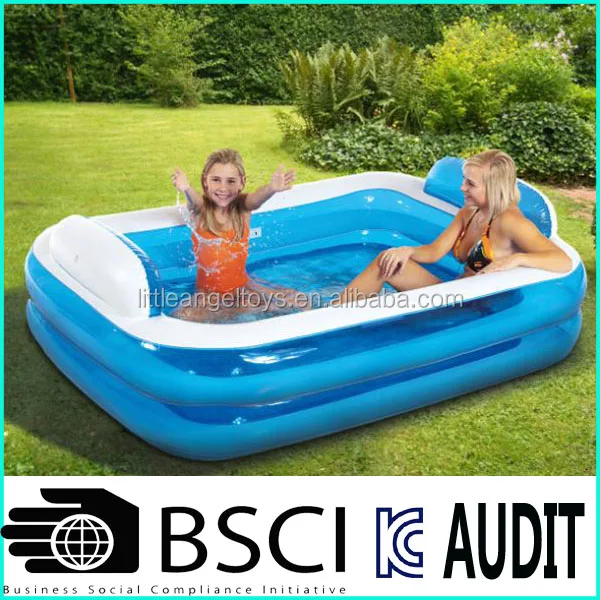 B02 Inflatable Two-ring giant Rectangular Swimming Pool with Rising Pillow for family use 4 people 4.2M long