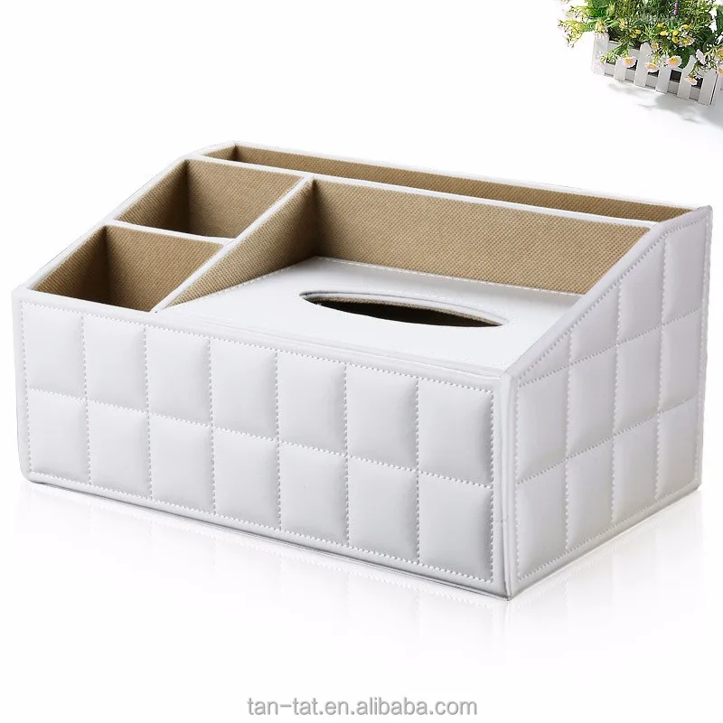 Genuine Leather Desk Tidy Remote Control Phone Pen Holder