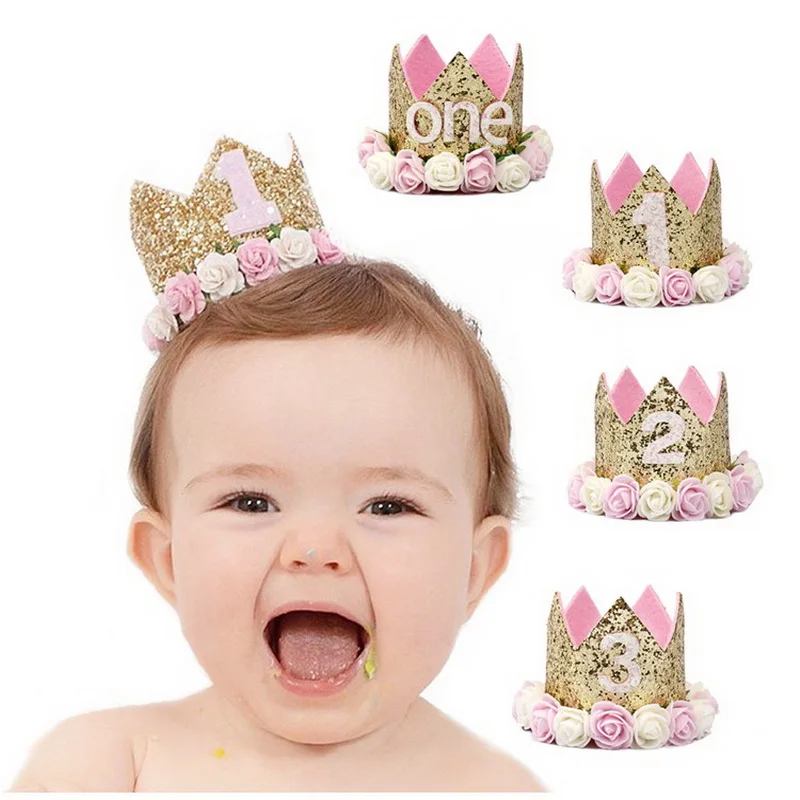 Корона на день рождения для маленьких девочек, украшение для вечеринки, шляпа на день рождения для девочек, украшения для дня рождения