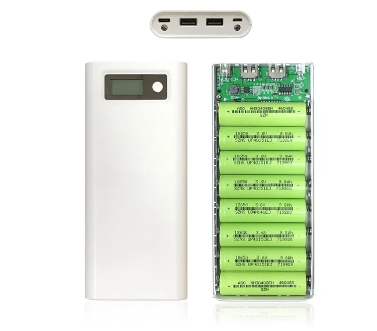 NEW Power Bank 2 Ports 8x18650 DIY Portable Battery Power Bank Shell Case high capacity powerbanks