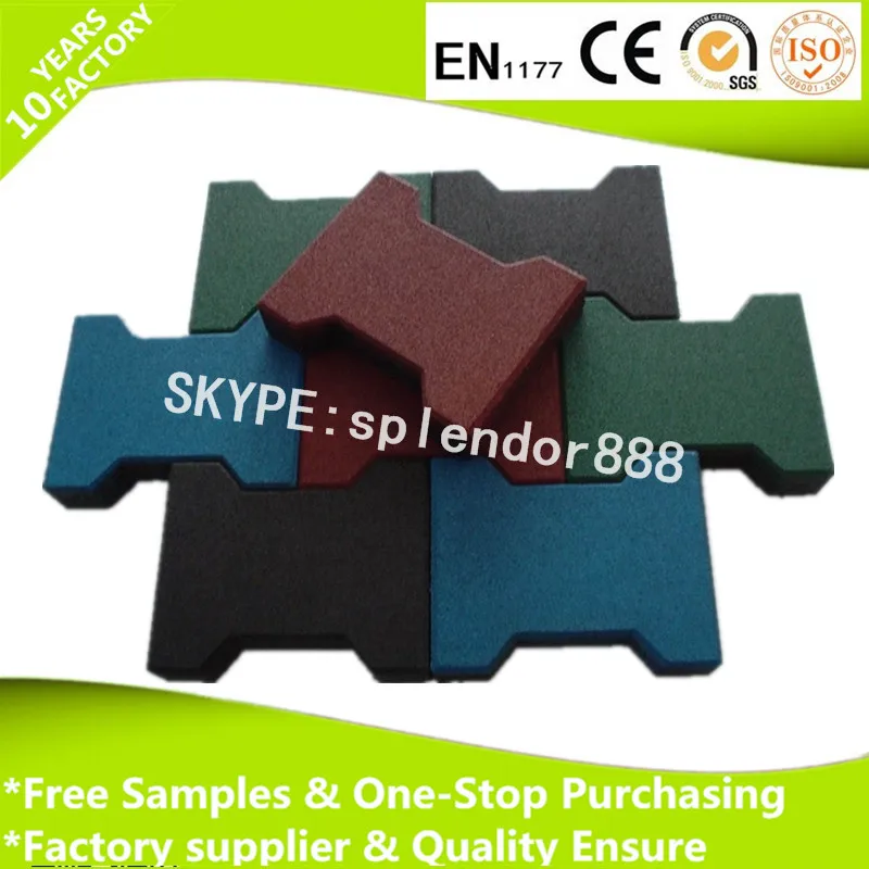 20mmx16mm Anti Slip Dog Bone Interlocking Rubber Paver for Horse Stable Playground Flooring Tiles