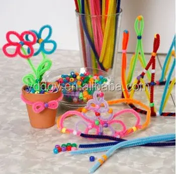 
Spring color chenille stems with pompoms DIY toys set with Googly eyes 