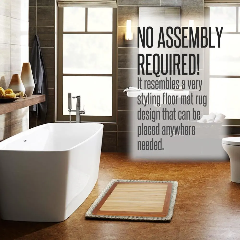 Bamboo Bath Mat Shower Floor Mat for Water Evaporation and Non Slip Rubber Feet for Indoor Outdoor Use