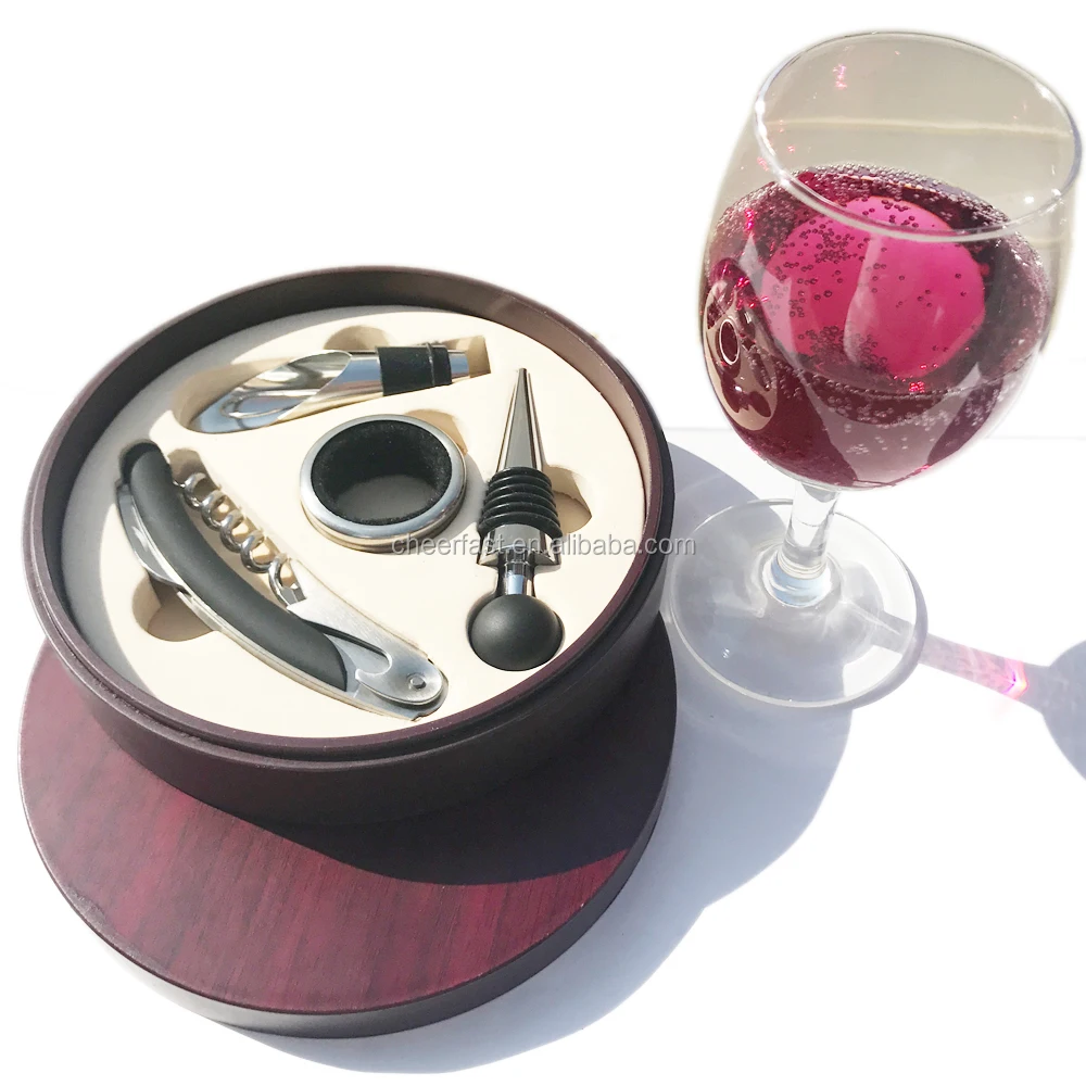 Excellent Cheerfast Wholesale wood case Wine Gift Set 4 Piece Accessories