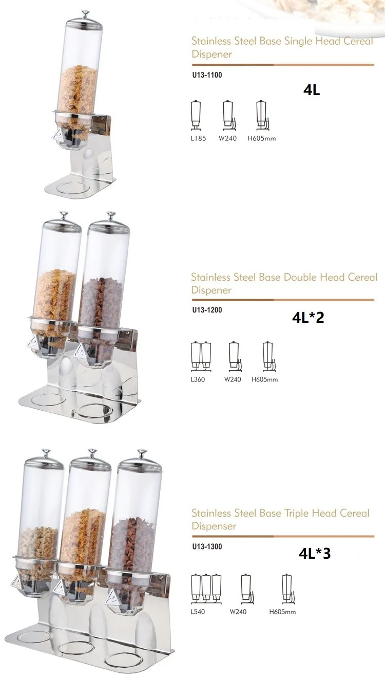 OKEY Catering buffet items server dry food storage container plastic hotel clear acrylic wall mounted cereal dispenser