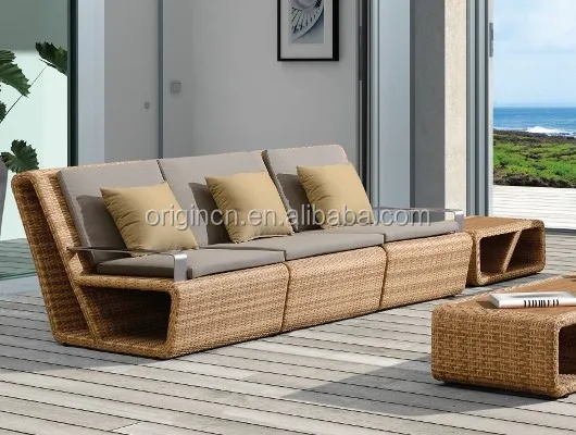 Turkey style metallic armrest designed balcony sectional sofa set wicker resin outdoor furniture
