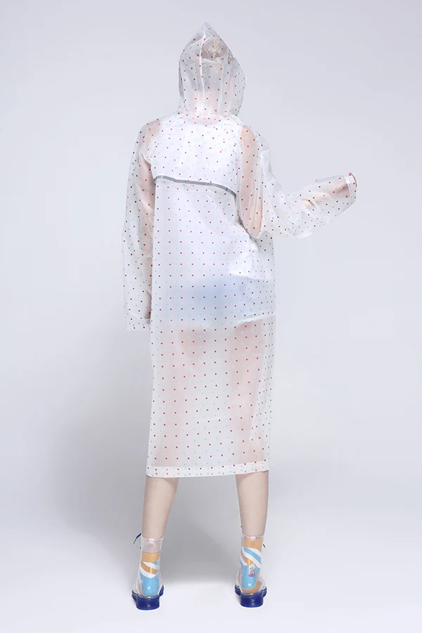 High quality reusable long EVA impermeable rainwear with reflective tape