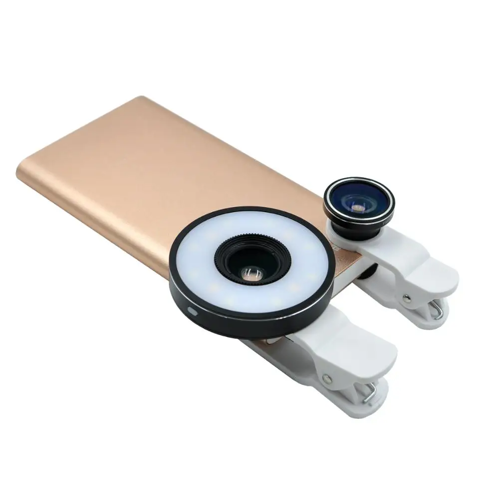 
Universal 6 in 1 selfie led flash light optical cell phone camera lens for iphoneX 6 6s plus 