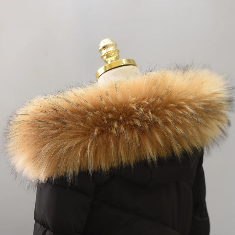 Wholesale Faux Raccoon Fur Hood Trim Professional Customized Detachable Fluffy Fur Collars