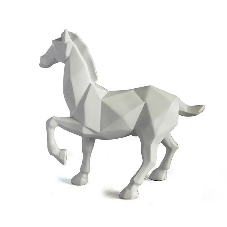 Miniature Figurines Geometric  Running Horse Resin Statue Custom Resin Craft Home Ornament Animal Statue Custom Decor