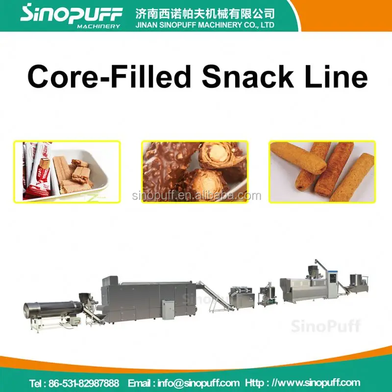 
Core Filling Puffed Corn Snacks Food Extruder Machine/High Capacity Snake Food Processing Line 