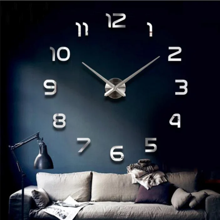
2019 hot acrylic wall clock for home decor and promotion round plastic mirror digital clock 